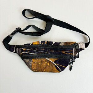 TANZA TOTZ Batik Print Textile Fanny Pack Waist Bag Tanzania Made Purple Gold